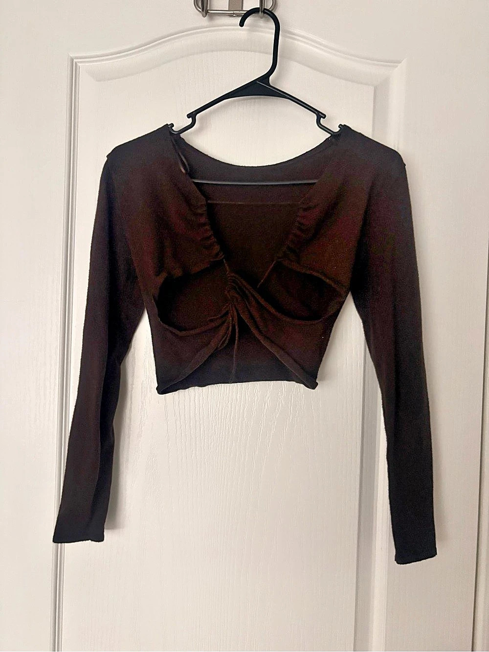Zara Brown Long Sleeve Crop Top Size Small Like New